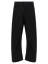 Comme Des Garçons Curved Leg Trousers With Knee Pincer Detail And Adjustable Back Strap In Black
