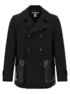 Comme Des Garçons Double-breasted Canvas Coat In Black