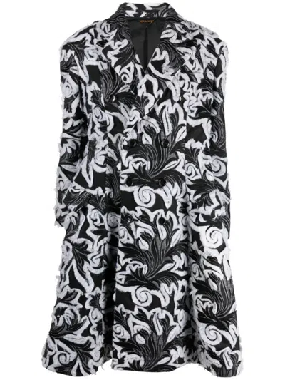 COMME DES GARÇONS BLACK DOUBLE-BREASTED DAMASK COAT