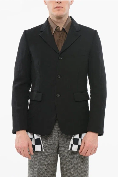 Comme Des Garçons Black Double-layered Blazer With Checkered Detail