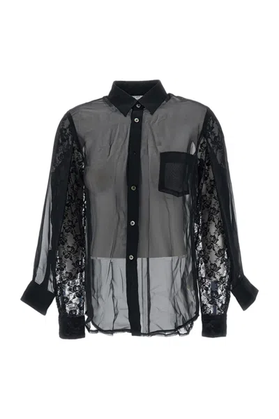 Comme Des Garçons Black Double Sleeved Sheer Lace Shirt