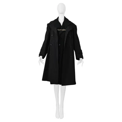 Pre-owned Comme Des Garçons Comme Des Garcons Black Double-breasted Double Coat With Chain Detail 2000-2001