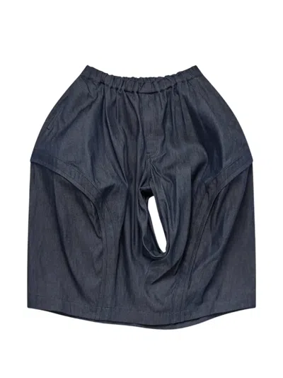 Comme Des Garcons Black Draped Balloon-silhouette Cut-out Trousers In Blue