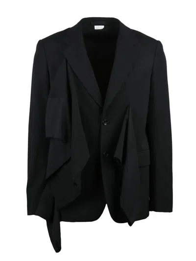 Comme Des Garçons Black Draped Panels Button Front Wool Jacket