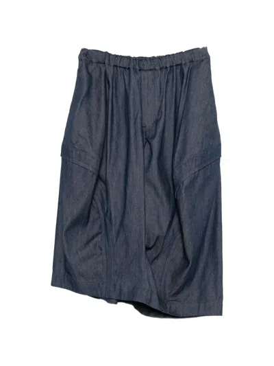 Comme Des Garcons Black Drop-crotch Denim Trousers In Blue