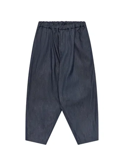 Comme Des Garcons Black Elasticated-waistband Dropped-crotch Trousers In Blue