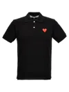 Comme Des Garçons Heart Logo Slim Fit Polo In Black