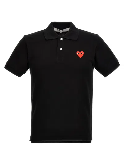 COMME DES GARÇONS BLACK EMBROIDERED LOGO POLO