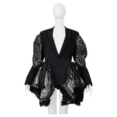Pre-owned Comme Des Garçons Black Fancy Coat With Silver-tone Embroidery 2006
