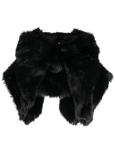 COMME DES GARÇONS BLACK FAUX FUR CROPPED JACKET