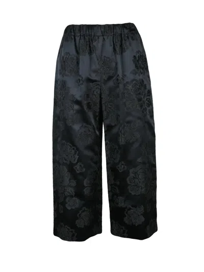 Comme Des Garçons Black Floral Jacquard Cropped Pants