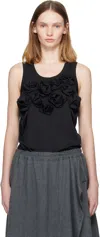 Comme Des Garçons Black Flower Detail Tank Top In Black