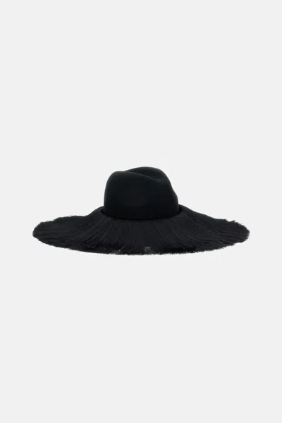 COMME DES GARÇONS BLACK FRINGES FEDORA HAT