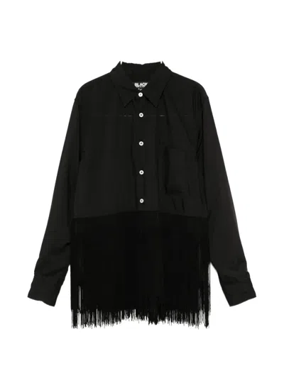 Comme Des Garcons Black Fringe-trimmed Tiered Shirt In Black