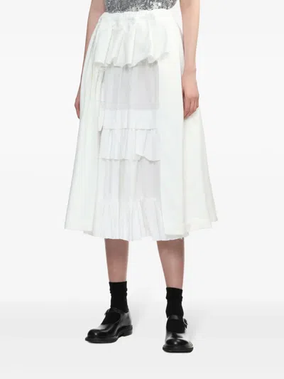 Comme Des Garcons Black Front Pleated Skirt In White