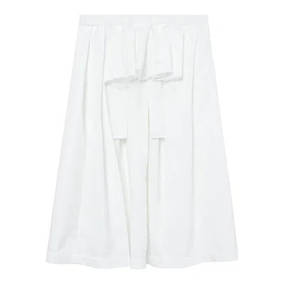 Comme Des Garcons Black Front Pleated Skirt In White