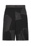Comme Des Garcons Black Gabardine Pachwork Garment Treated Shorts