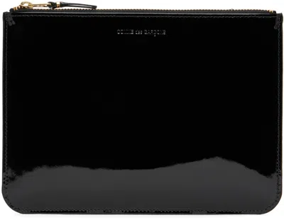 Comme Des Garçons Black Glossy Pouch In Polka Dot Print