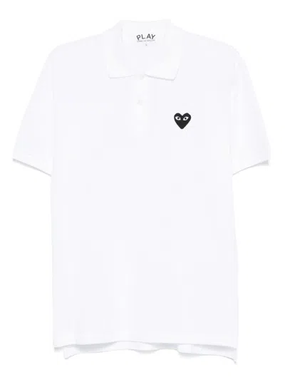 Comme Des Garçons Comme Des Garcons Black Heart Cotton Polo Shirt In White