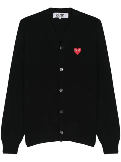 Comme Des Garçons Black Heart-patch Wool Cardigan