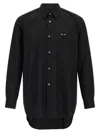 Comme Des Garçons Long-sleeve Black Shirt With Classic Collar In Animal Print
