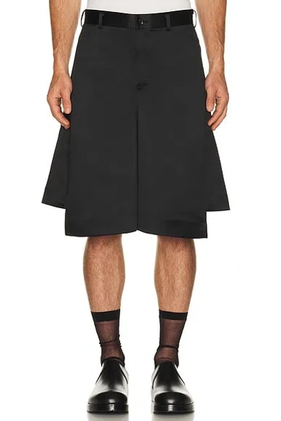 Comme Des Garcons Black Heavy Satin Tailored Shorts In Black