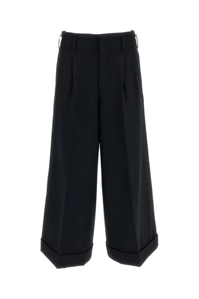 Comme Des Garçons Black High-rise Cuffed Wool Gabardine Wide-leg Pants