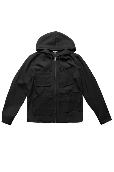 Comme Des Garcons Black Hooded Jacket With Pocket Details