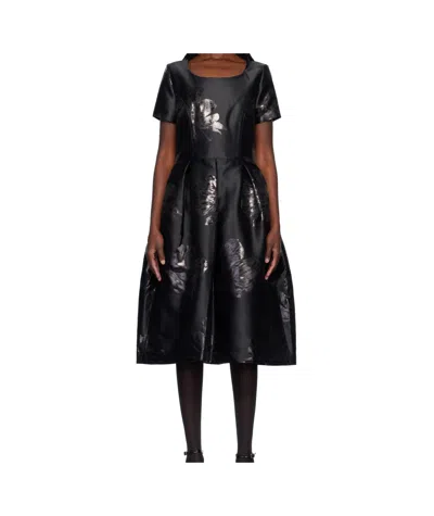 COMME DES GARÇONS BLACK JACQUARD FLORAL PATTERN MIDI DRESS