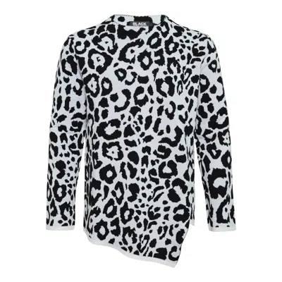 Comme Des Garcons Black Jacquard Leopard Pattern Knit Top In Animal Print