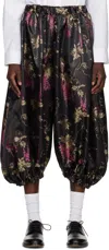 Comme Des Garçons Floral-print Trousers In Black/multi