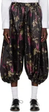 Comme Des Garçons Floral-print Trousers In Black/multicolor