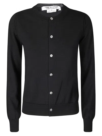 COMME DES GARÇONS BLACK KNIT CARDIGAN WITH CONTRASTING BUTTON FASTENING