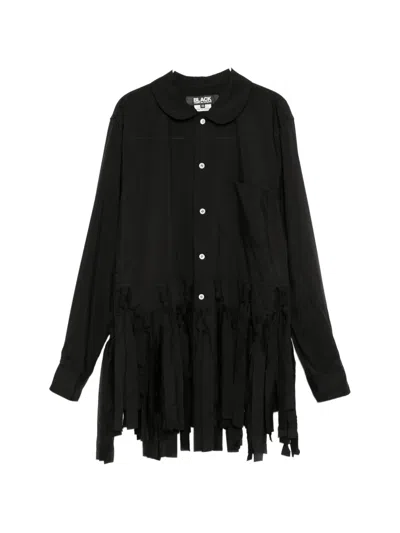 Comme Des Garcons Black Knotted Fringe-trim Shirt In Black