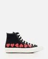 Comme Des Garçons Multi Heart High-top Canvas Sneakers In Black