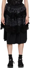 Comme Des Garçons Black Layered Midi Skirt In 1 Black/black