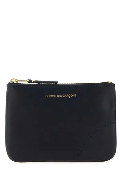 Comme Des Garçons Zipped Leather Coin Wallet In Navy