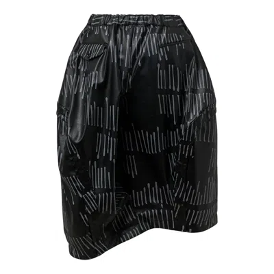 Comme Des Garcons Black Leather Filip Pagowski Print Skirt In Black