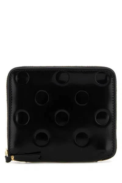 Comme Des Garçons Polka Dot Leather Wallet In Black