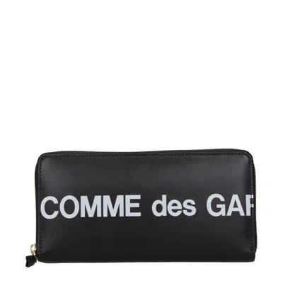 Comme Des Garçons Logo-print Leather Wallet In Black