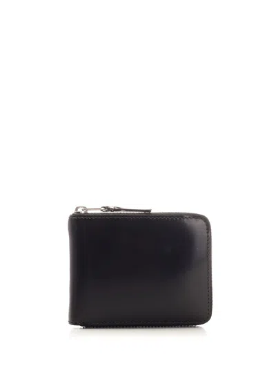 Comme Des Garçons Black Leather Wallet Wallets Silver