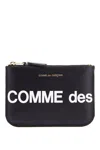 COMME DES GARÇONS BLACK LEATHER WALLET WITH ZIP AND LARGE LOGO