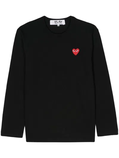 Comme Des Garçons Heart-patch Long-sleeve T-shirt In Multi