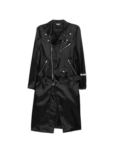 Comme Des Garcons Black Logo-print Biker Coat In Burgundy