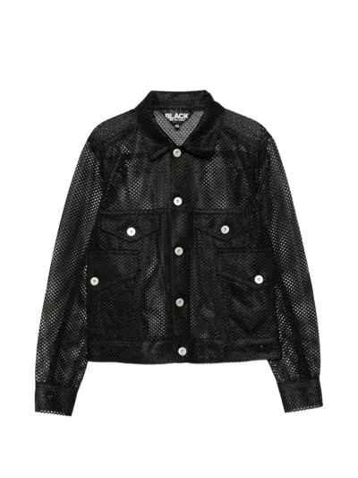 Comme Des Garcons Black Mesh Button-up Jacket In Black