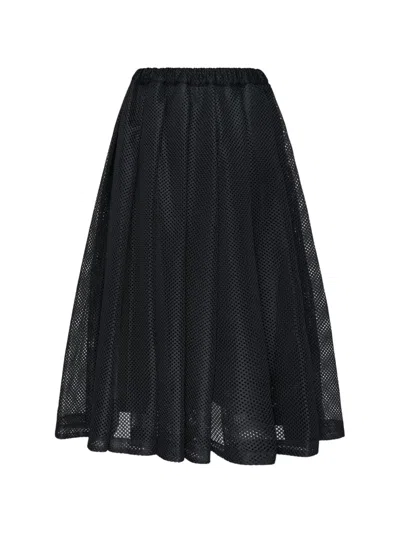 Comme Des Garcons Black Mesh Pleated Skirt In Black
