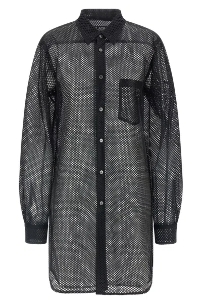 Comme Des Garcons Black Mesh Shirt In Blue