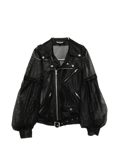 Comme Des Garcons Black Mesh-panelled Puff-sleeve Jacket In Black