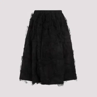 COMME DES GARÇONS BLACK NYLON MIDI TEXTURED SKIRT