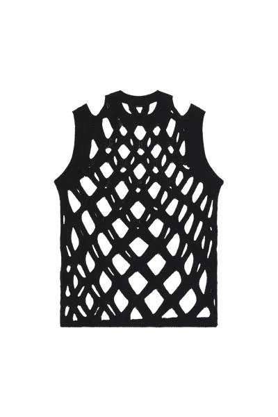 Comme Des Garcons Black Open Knit Sweater Vest Black